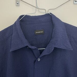 Ermenegildo Zegna Seersucker Dark Blue Shirt